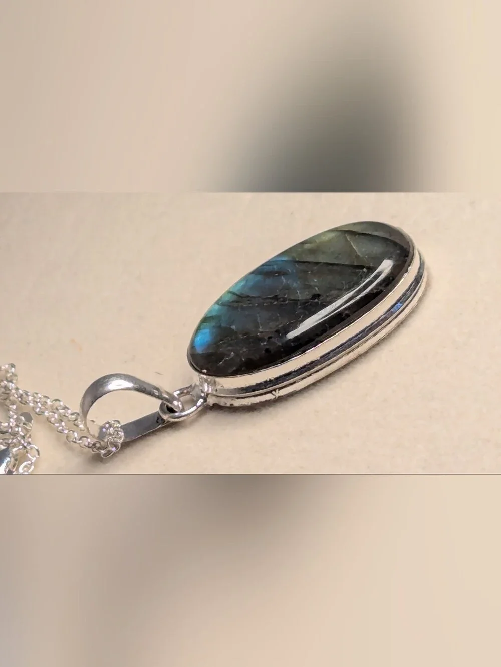Labradorite 925 Sterling Silver Pendant – Blue/Green Flash New P052926-01